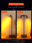 Şarjlı LED Bar Masa Lambası - Dimmer Anahtarı - Koyu Kahverengi - 5
