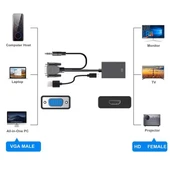 X-Level XCC7804 Ses Girişli VGA TO HDMI Dönüştürücü (45 CM AUX Kablo 15 CM VGA Kablo) thumbnail 3