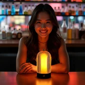 Şarjlı LED Bar Masa Lambası - Zar Kupa Lambası A + Üç Renk Işık + Kayış Sap (Şarj Aleti Hariç) - 2