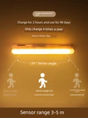 Akıllı Kablosuz Şarjlı LED Koridor Lambası - Sarı Işık / İnsan Vücudu Sensör Anahtar 2 Mod - Tek Paket - 4