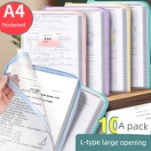 A4 Şeffaf Plastik Dosya Çantası - Geniş L Açılı - Kalın - Macaron Renk/5 Paket - 2