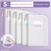 A4 Şeffaf Plastik Dosya Çantası - Geniş L Açılı - Kalın - Macaron Renk/5 Paket - 1