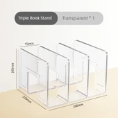 Akrilik Kitap Rafı - Ekstra Büyük ve Kalın 1.5 Kat - Üç Sütun - Şeffaf -1 - 1