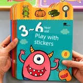 Çocuklar için Erken Eğitim Karikatür Çıkartma Kitabı - 3-6 Yaş Oyun Çıkartmaları 8 Kitap - 1
