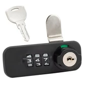 PowerMaster PM-26726 3 Haneli Şifreli Ve Anahtarlı Mekanik Siyah Çekmece Dolap Kilidi (Sağ) - 4