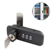 PowerMaster PM-26726 3 Haneli Şifreli Ve Anahtarlı Mekanik Siyah Çekmece Dolap Kilidi (Sağ) - 1