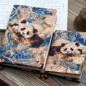 Panda Retro Günlük Defteri - A6 - Mavi Panda - 40 Yaprak 120g Kağıt - Boş İç Sayfa - 6
