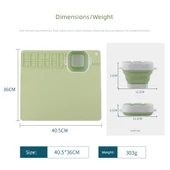 Silikon Sanat Boyama Matı - 50.7*42.8cm - Yeşil - Büyük - Çıkarılabilir Cup Seti - 10