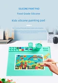 Silikon Sanat Boyama Matı - 40*60cm - Mavi - Yuvarlak Desenli - 7