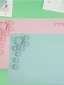 Silikon Sanat Boyama Matı - 50.7*42.8cm - Pembe - Büyük - Çıkarılabilir Cup Seti - 6