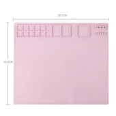 Silikon Sanat Boyama Matı - 50.7*42.8cm - Yeşil - Büyük - Çıkarılabilir Cup Seti - 11