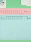 Silikon Sanat Boyama Matı - 40*50cm - Pembe - Kare Desenli - 5