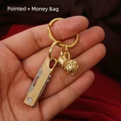 Titanyum Alaşım Mini Katlanabilir Mektup Açacağı - Pirinç Uçlu + Para Çantası - 1