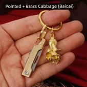 Titanyum Alaşım Mini Katlanabilir Mektup Açacağı - Pirinç Uçlu + Pirinç Baicai - 1
