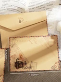 Retro Hava Postası Kraft Kağıt Zarf Seti - Beyaz - 2 Paket/16 A5 Gül Mektup Kağıdı - 3