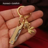Titanyum Alaşım Mini Katlanabilir Mektup Açacağı - Pirinç Uçlu + Altın Balık - 1