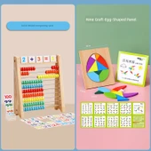 Erken Eğitim Abaküsü - 2 set 10 dişli aritmetik raf + yumurta şeklinde 9 parça bulmaca - 1