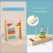 Erken Eğitim Abaküsü - 2 set 10 dişli aritmetik raf + büyük Hannover Kulesi (ahşap kutu) - 1