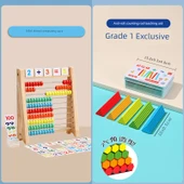 Erken Eğitim Abaküsü - 2 set 10 dişli aritmetik raf + ahşap altıgen tahta (demir kutu) - 1