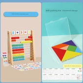 Erken Eğitim Abaküsü - 2 set 10 dişli aritmetik raf + ahşap yapboz 11x11 cm (kutulu) - 1