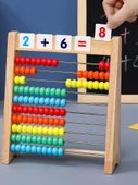 Erken Eğitim Abaküsü - 4 set 10 dişli aritmetik raf + 100 kare çubuk (kutulu) + saat modeli + formül tablosu - 3