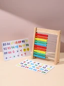 Erken Eğitim Abaküsü - 4 set 10 dişli aritmetik raf + 100 kare çubuk (kutulu) + saat modeli + formül tablosu - 4