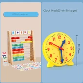 Erken Eğitim Abaküsü - 2 set 10 dişli aritmetik raf + saat modeli - 1
