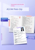 A3 İkili Klipsli Test Kağıdı Dosyası - Morandi Renk - 4 Paket - 7