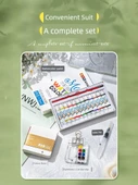 Mini Taşınabilir Sulu Boya Akrilik Boyama Seti - 15 Renk Mini Taşınabilir Ceviz Pigment Kutusu/Gönder Klip - 6