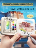Mini Taşınabilir Sulu Boya Akrilik Boyama Seti - 15 Renk Mini Taşınabilir Ceviz Pigment Kutusu/Gönder Klip - 2
