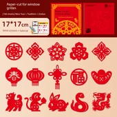 2025 Yeni Yıl Bahar Festivali Kağıt Kesim Pencere Dekorasyonu DIY Kiti - 17x17cm [160 Sayfa Yeni Yıl + Gelenek + Burç] - 1
