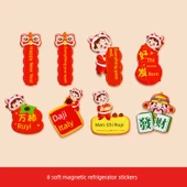 Yeni Yıl Kağıt Kesim Seti - Yumuşak Magnetli Buzdolabı Stickerı - 8 Adet - 1