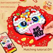 Yeni Yıl El Yapımı Fu Karakteri Çıkartmaları - Geliştirilmiş Malzeme - Koku Yok - 2 Set - Aslan Dansı DIY Malzeme Paketi - Yapıştırıcı + Kanca - 9