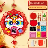 Yeni Yıl El Yapımı Fu Karakteri Çıkartmaları - Geliştirilmiş Malzeme - Koku Yok - 2 Set - Aslan Dansı DIY Malzeme Paketi - Yapıştırıcı + Kanca - 7