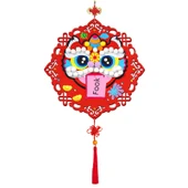 Yeni Yıl El Yapımı Fu Karakteri Çıkartmaları - 2 Set - Aslan Dansı DIY Malzeme Paketi - Yapıştırıcı + Kanca - 4
