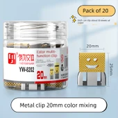 İz Bırakmayan Klipsli Dosya - 20 Paket Metal 20mm Renkli Karışım - 1