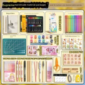 El Yapımı DIY Defter Malzeme Kiti - Supreme - 30 Orta Boy Düz Beyaz Çiçek ve Çim - Rastgele Stil - 1