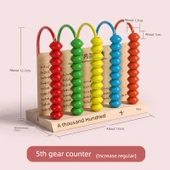 Ahşap Beş Seviyeli Abaküs Çerçevesi - Beş Dişli Sayıcı - İlkokul Matematik Öğretim Aracı - 1