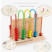 Ahşap Beş Seviyeli Abaküs Çerçevesi - Beş Dişli Sayıcı - İlkokul Matematik Öğretim Aracı - 4