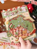 Noel 3D Manzara Çıkartmaları DIY Miniatür Sahne - Bal Kutusu Ayısı + Tavşan Evi (2 paket) (Cımbız ile birlikte) - 5