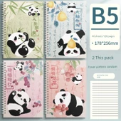 Panda B5 İnk Bambulu Kadife 2 Spiral Defter - 1