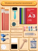 A3 Plastik Köpük Kağıt Seti 50 Parça Akrilik Pigmentli ve Çanta ile - 1