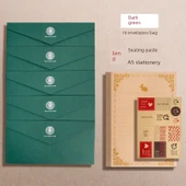 Makaron Renk A5 Yazı Kağıdı Zarf Seti - Koyu Yeşil 10 A5 Tavşan Mektup Kağıdı Deri Çizgi 40 ile - 1