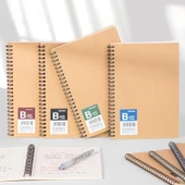 Deli Retro Minimalist Spiral Defter - Kahverengi Ambalaj Kağıdı - A5 - 60 Sayfa - 4 Paket - 3