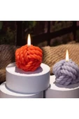 Örgü Model 2li Dekoratif Yumak Mum Seti Ve Altlık thumbnail 1