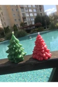 Hediyelik Kırmızı Yeşil Çamağacı Dekoratif Mum - 1