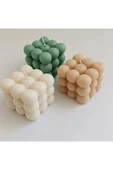 3 Renk Dekoratif Kokulu Bubble Figür Mum Yeşil Sütlü Kahve Beyaz - 1