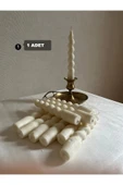 1 Adet Doğal Renk Burgulu Şamdan Mumu Doğal Kokulu Uzun Çubuk Konik Burgu Spiral Mum Dekoratif - 1