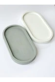 Bernami 2 Li Dekoratif Oval Beton Biblo Tabak Beton Takı Tabağı Mum Tabağı Organizer Mumluk Tütsülük thumbnail 1