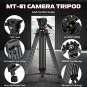 Ulanzi MT-81 Alüminyum 360 Ball Head Kafa Video Tripod thumbnail 3